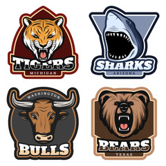 Colorful Wild Animals Labels Set