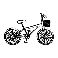 Fototapeta na wymiar monochrome sketch of bike with basket in white background vector illustration