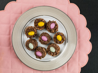 Easter Chocolate Crispy Cereal Nests With Mini Easter Eggs