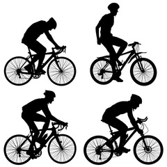 Obraz premium Set silhouette of a cyclist male. vector illustration