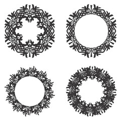 Round Frames or Circle Vector Black and White Illustration