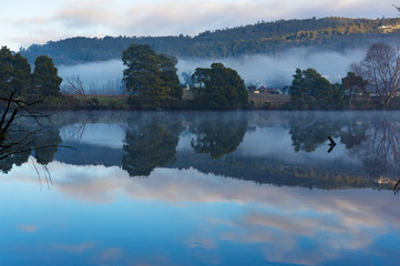 Fototapeta premium Beautiful river landscape on calm day