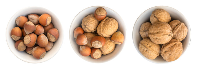 Heap of Walnuts and Hazelnuts in Shell