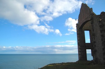 Remains of Slains Castle, Inspiration for Dracula, on edge of North Sea, Aberdeenshire