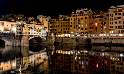 view of Florence with the old bridge in the heart of Tuscany