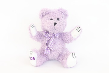 Purple bear on a white background.