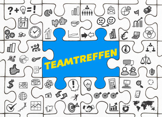 Teamtreffen / Puzzle mit Symbole
