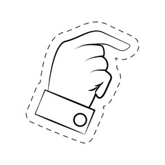 male hand pointed cutted line vector illustration eps 10