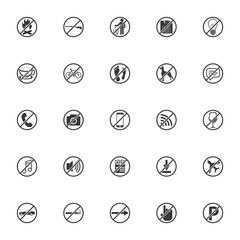  prohibition icon set