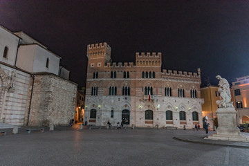 Fototapeta premium Night view of the city of Grosseto in Tuscany renowned beach resort in the Mediterranean