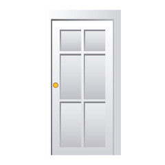 realistic closed white entrance door vector illustration