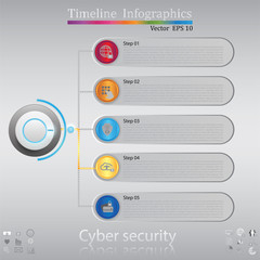 Modern clean business circle origami style timeline banner. Vector. can be used for workflow layout, diagram, number step up options, web design,timeline infographics,cyber security concept,icon set