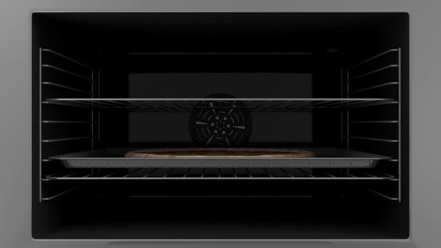 4K Close-up Animation of Oven Door Open with Pizza on a Tray