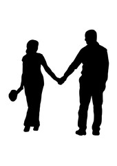 Silhouette wedding bridegroom bride embrace vector