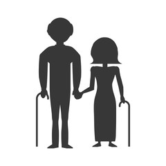 pictogram couple elderly cane vector illustration eps 10