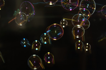 Soap bubbles with iridescent shine
