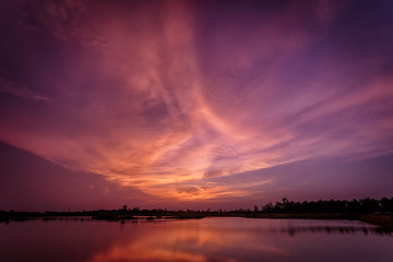 Sunset with reflection on the lake