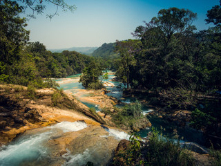Tropic blue water river in the forrest, Chiapas, Mexico