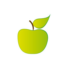 colorful silhouette green apple fruit food vector illustration