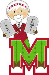 M is for Moses Alphabet Learning Illustration