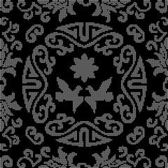 Halftone round black seamless background spiral round pigeon flower