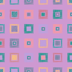 Seamless vector geometrical pattern with rhombus, squares. endless background with hand drawn textured geometric figures. Pastel Graphic illustration Template for wrapping, web backgrounds, wallpaper