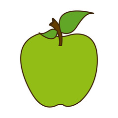colorful silhouette cartoon green apple fruit food vector illustration