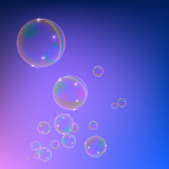 Magic light series. Glare template with soap bubbles.