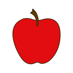 colorful silhouette cartoon red apple fruit food vector illustration