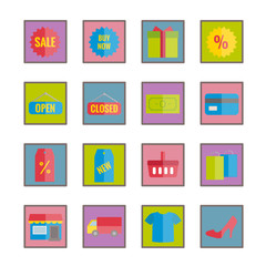 Collection of colorful vector flat shopping for web, print, mobile apps