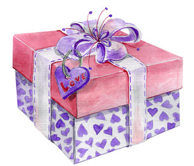 watercolor gift box - 142814209