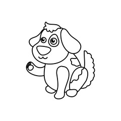 dog cartoon drawing sitting vector icon illustration