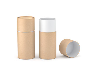 Opened Kraft paper tube tin can Mockup, 3d rendering