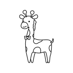 giraffe cartoon animal childish vector icon illustration