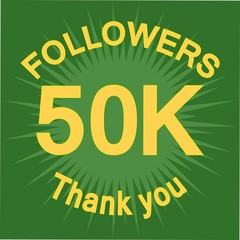 50K followers illustration with thank you