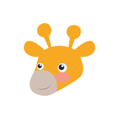 giraffe cartoon head childish vector icon illustration