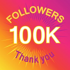 100 thousand followers illustration with thank you