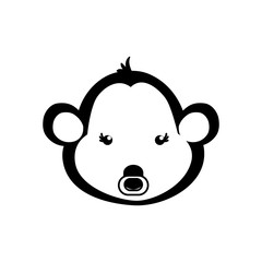 monkey cartoon head drawing animal vector icon illustration