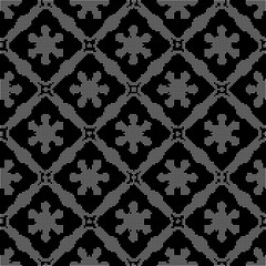 Halftone round black seamless background cross check flower