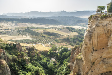 scenery of the cliffs of the town of Round, Malaga, Spain.
