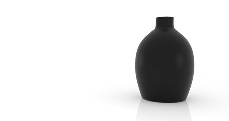 Empty black vase on white background.