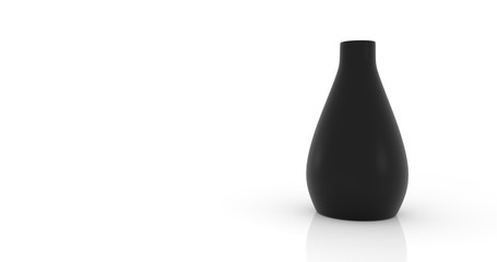 Empty black vase on white background.