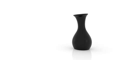 Empty black vase on white background.