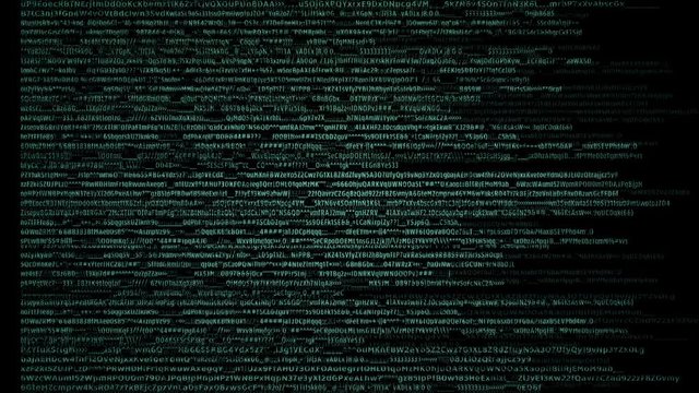 Full Hd footage of computer program code scrolling start to glitch under hacker attack. 3d animation of matrix system.
