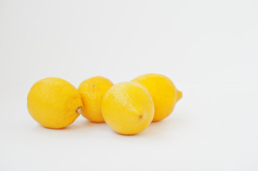 Lemons fruits isolated on white background. Healthy eating dieting food.