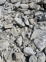 Concrete building destroyed after earthquake
