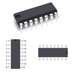 Integrated circuit isolated on the white background