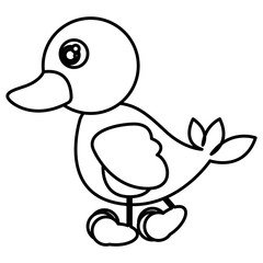 beautiful cartoon duck with big eyes, vector illustration
