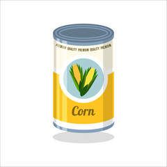 Tin Vector illustration Retro tin can with corn on white background