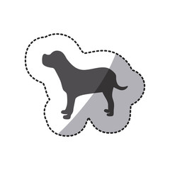 sticker silhouette cute dog animal, vector illustration